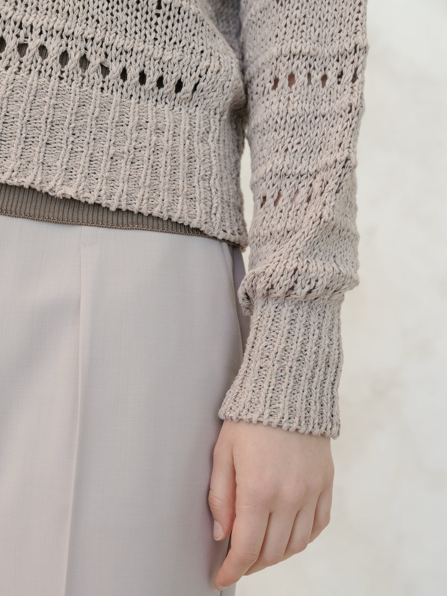 Cotton Crochet Crewneck