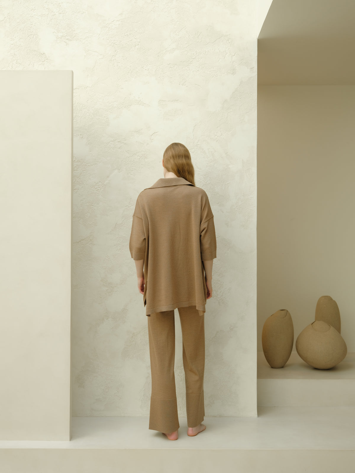 Pantaloni Palazzo in Merino Extra Fine