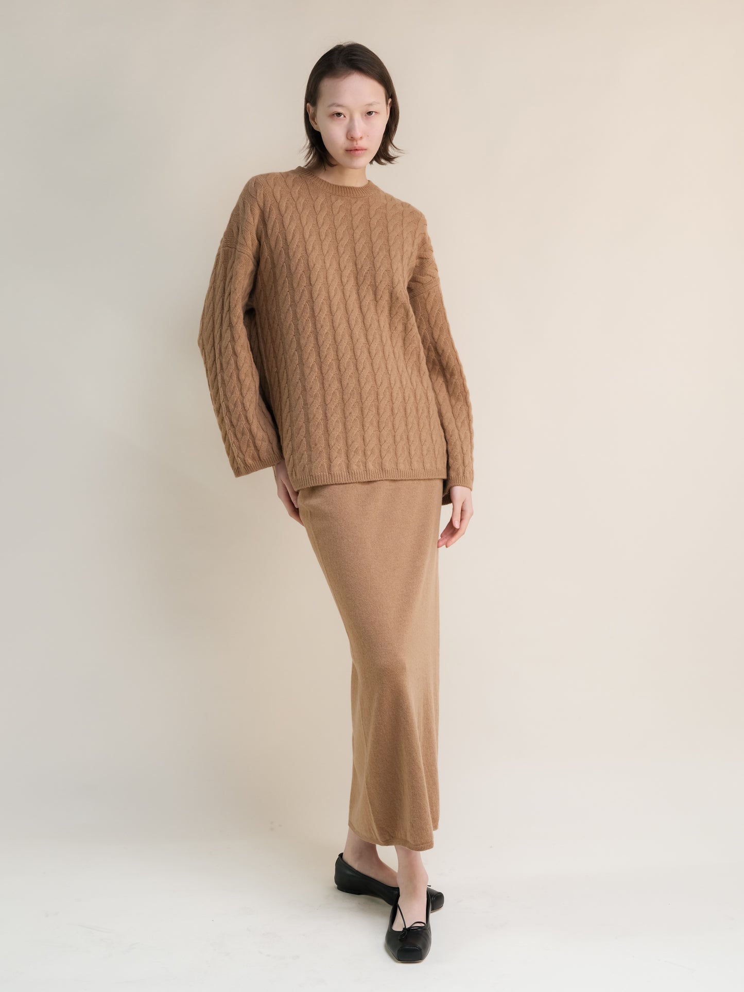 Maxi Cable-Knit Sweater in Cashmere Mix
