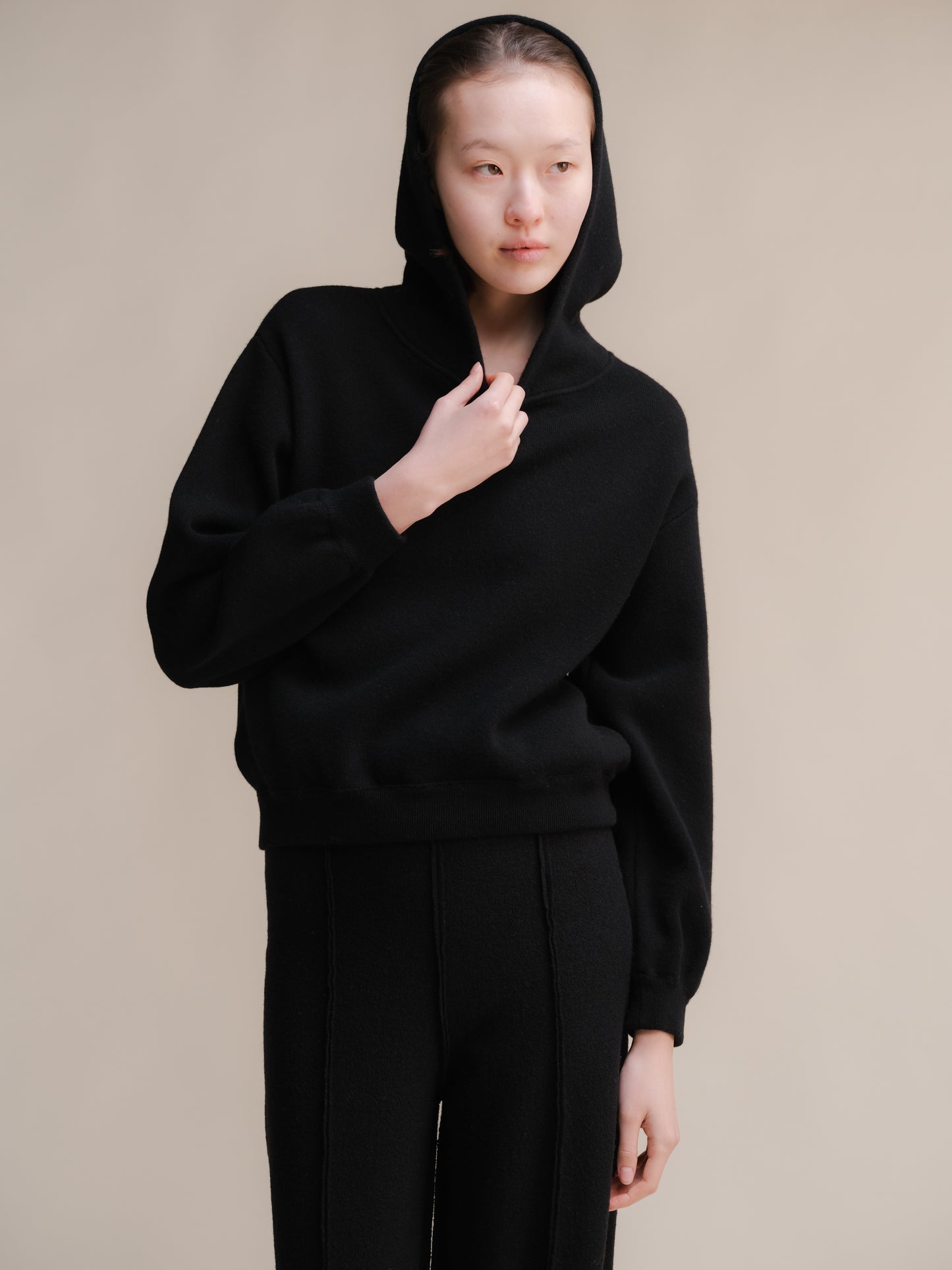 Superfine Lambswool Cropped Hoodie