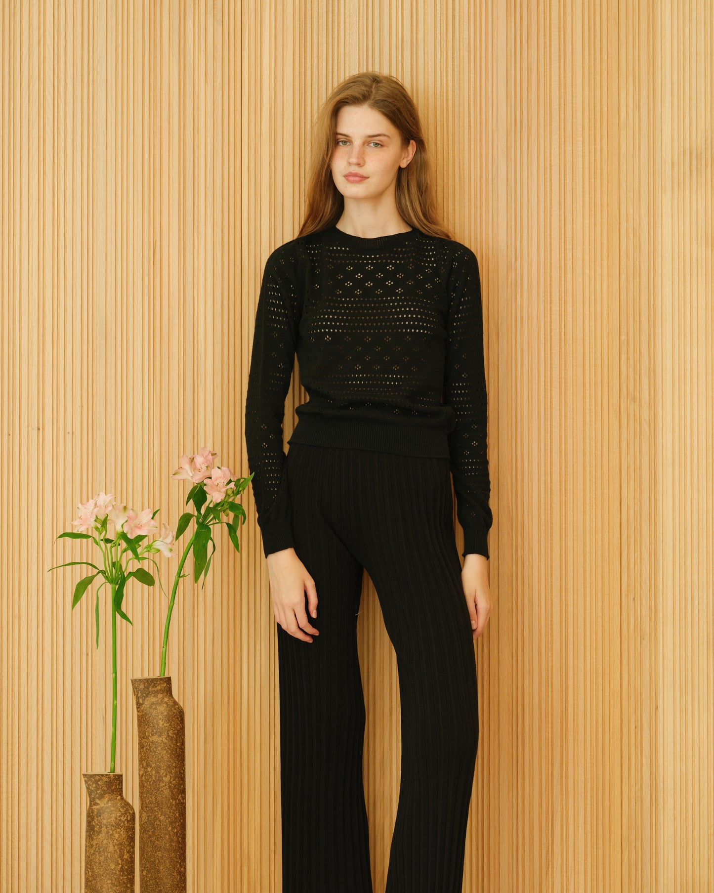 Fine Cotton Pointelle Sweater (3D-Knit)