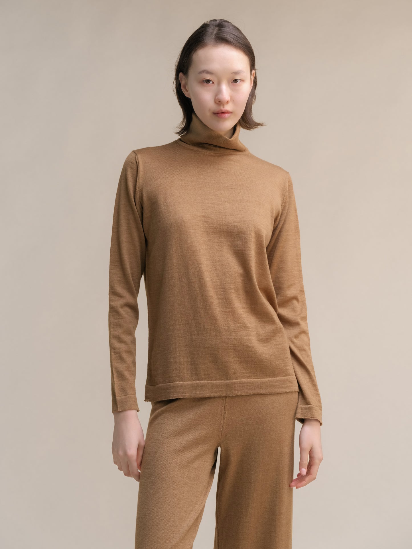 Extra Fine Merino Wool Turtleneck with Straight Sleeve