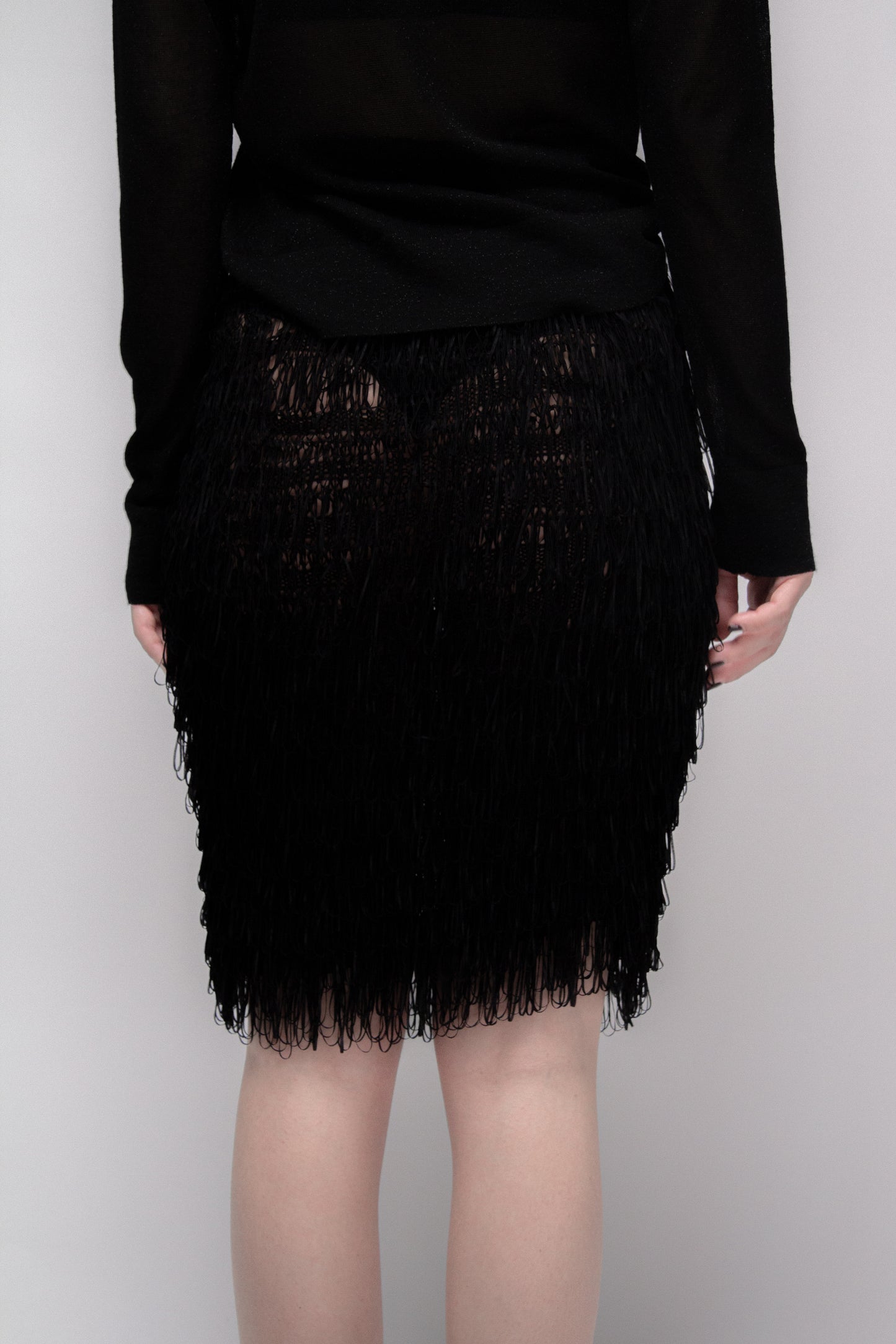 Hand-Knit Washi Fringe  Skirt