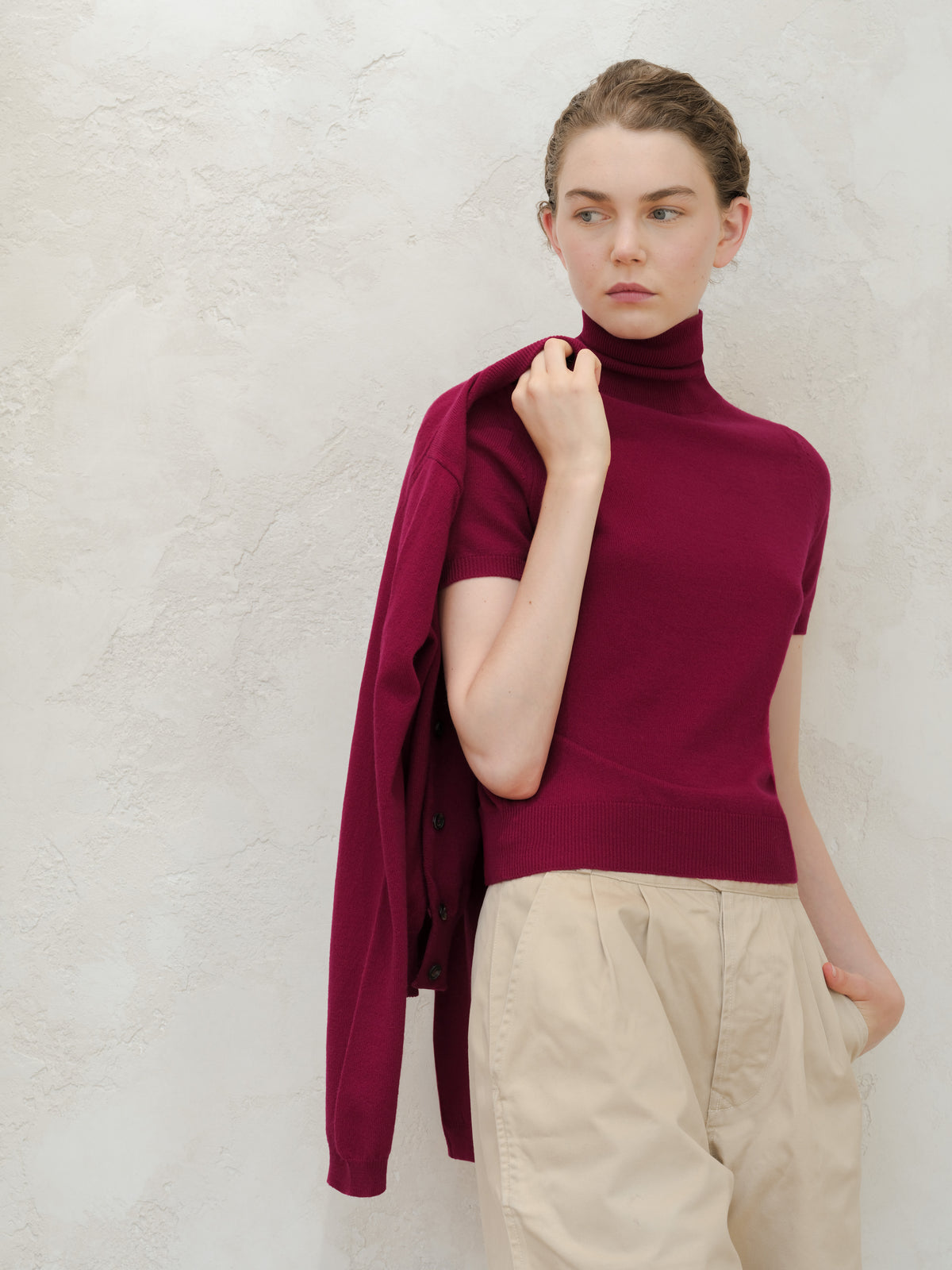 Pure Cashmere Short Sleeve Turtleneck