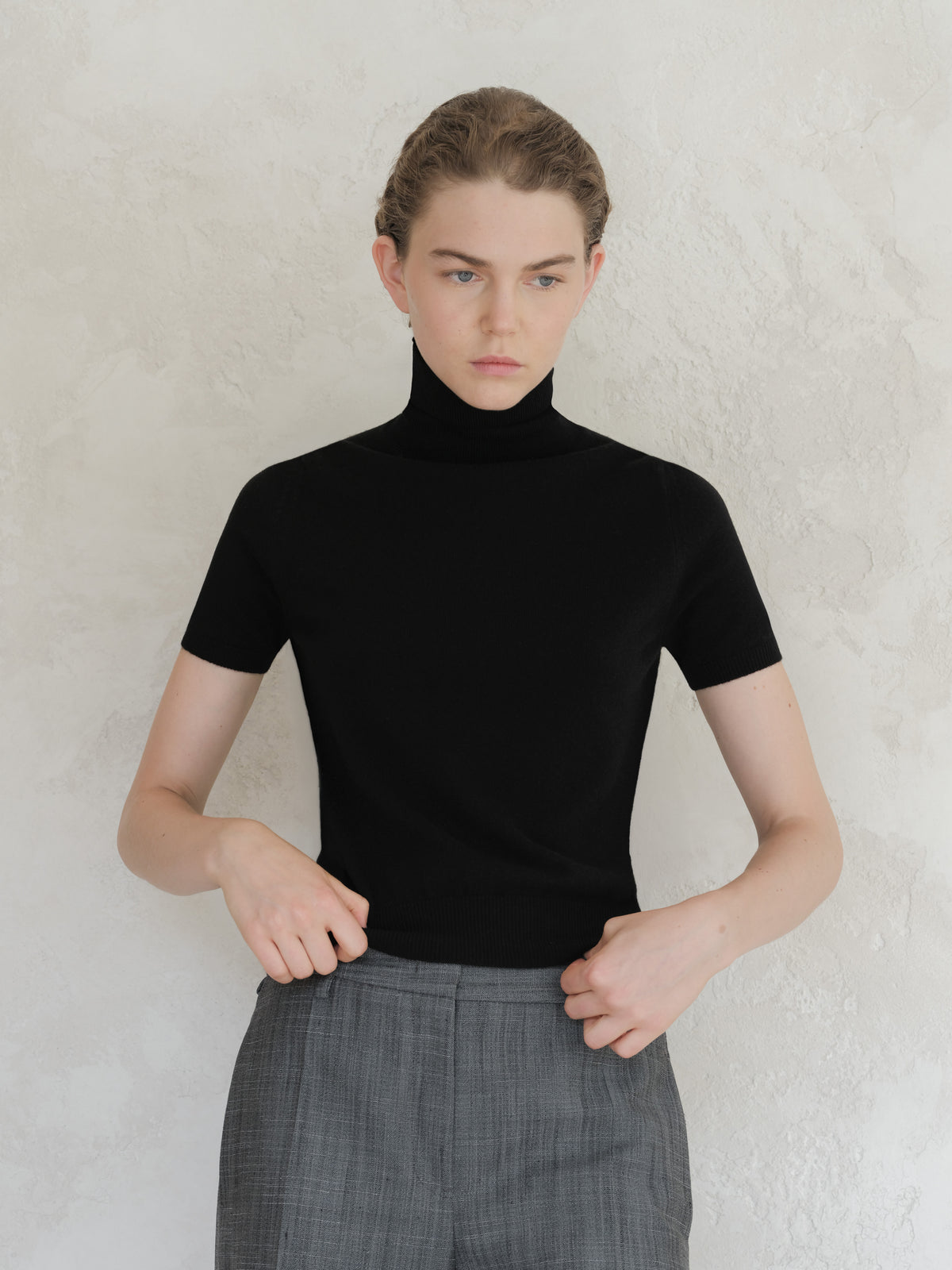Pure Cashmere Short Sleeve Turtleneck