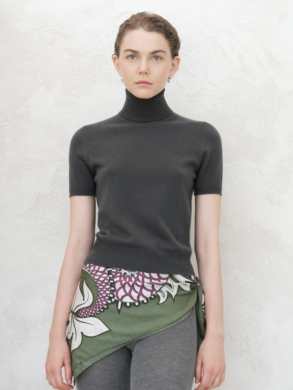 Pure Cashmere Short Sleeve Turtleneck