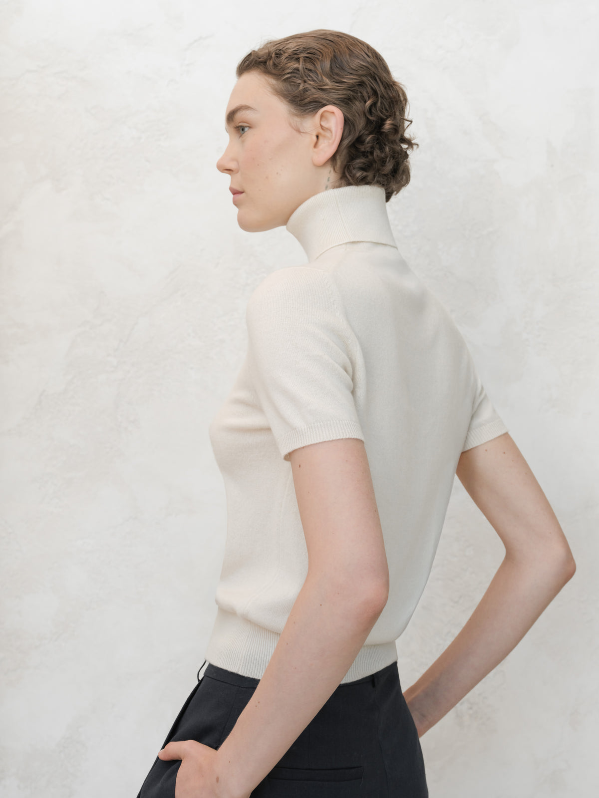 Pure Cashmere Short Sleeve Turtleneck