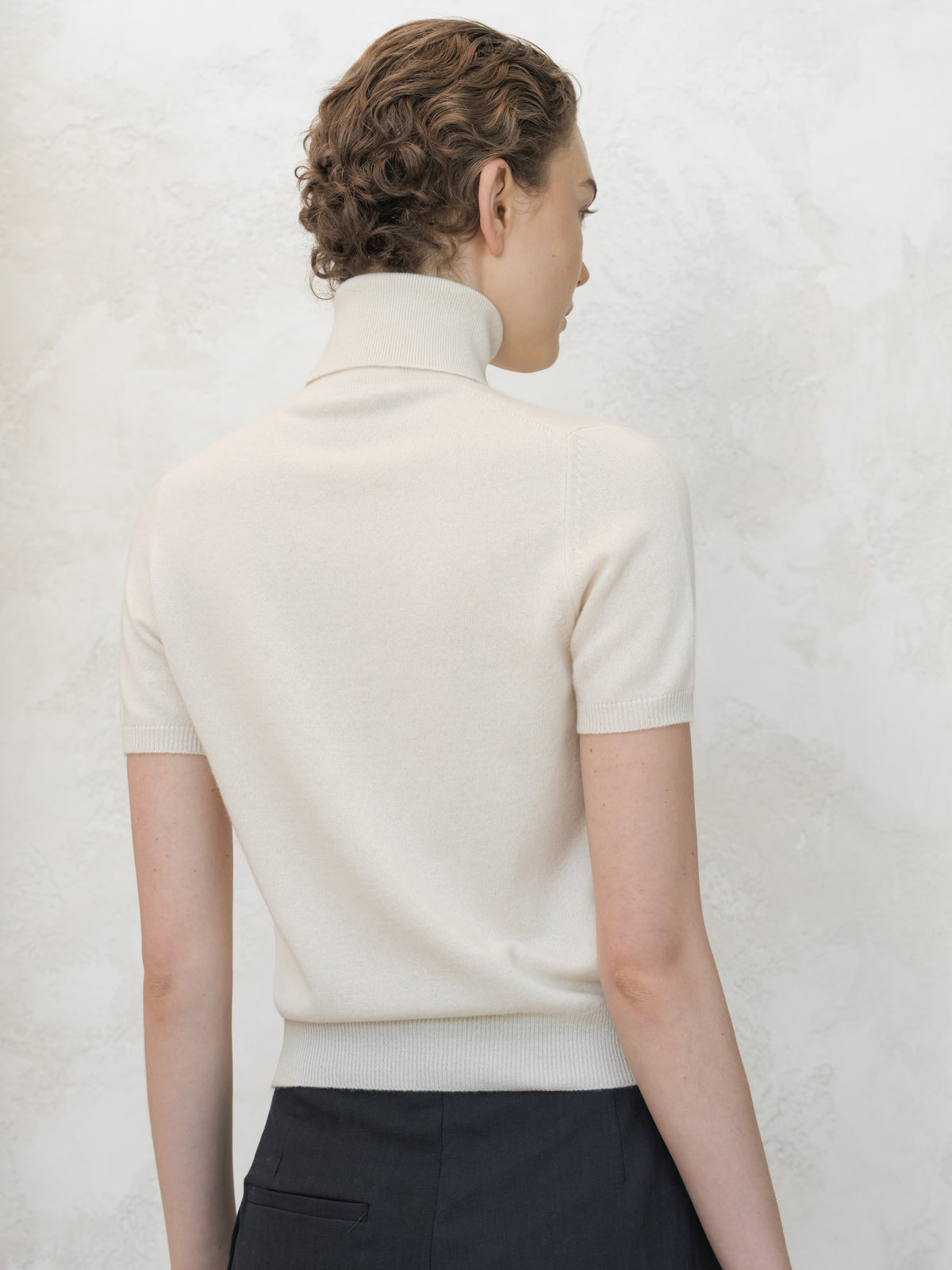 Pure Cashmere Short Sleeve Turtleneck