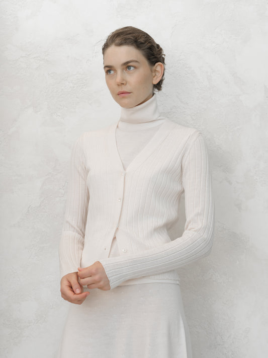 Extra Fine Merino Ribbed Cardigan