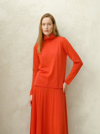 Extra Fine Merino Wool Turtleneck with Flared Sleeve