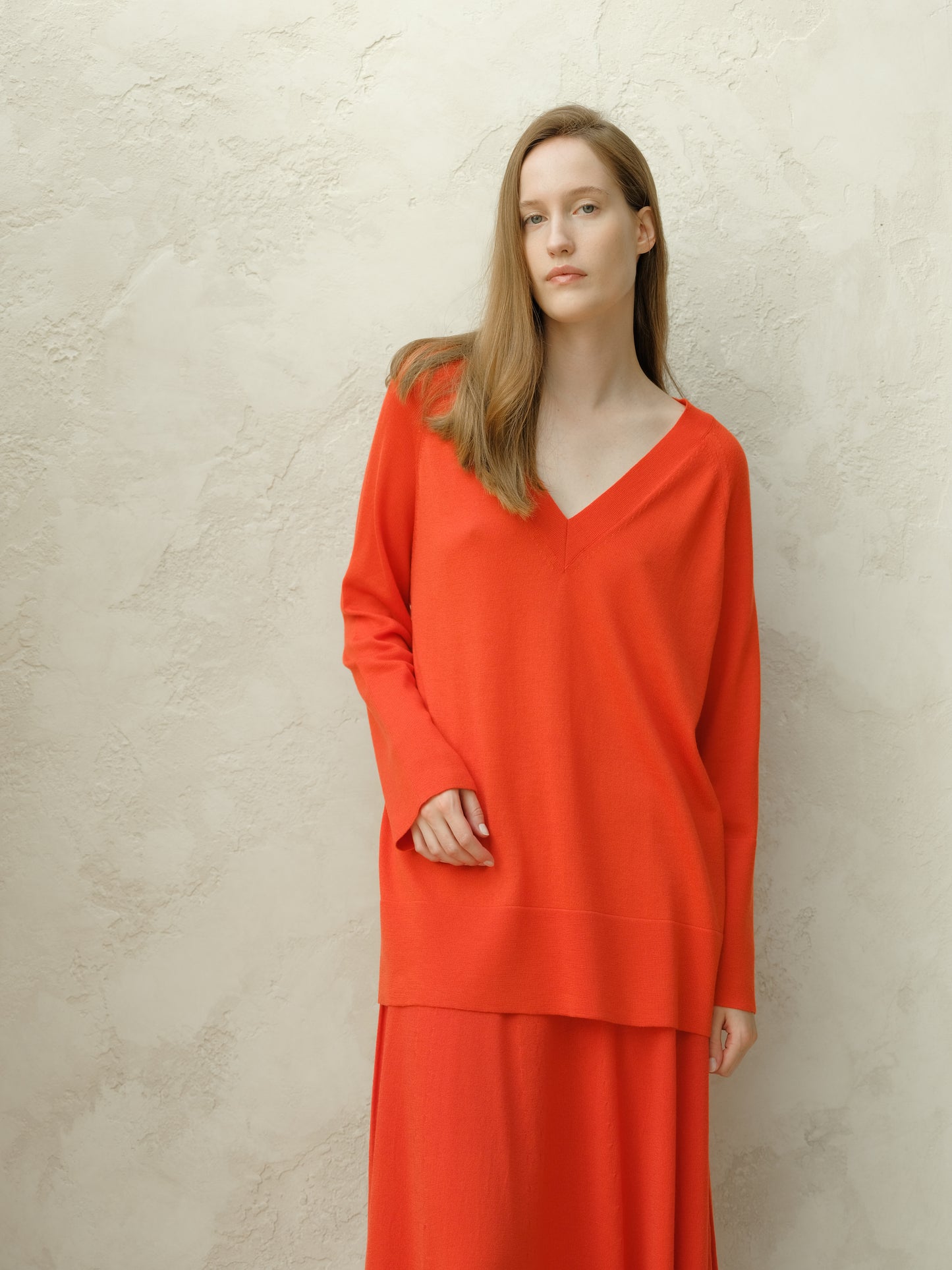 Extra Fine Merino V Neck Maxi Sweater