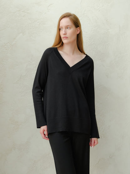 Extra Fine Merino V Neck Maxi Sweater