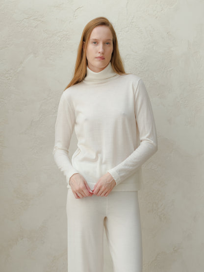 Extra Fine Merino Wool Turtleneck with Flared Sleeve