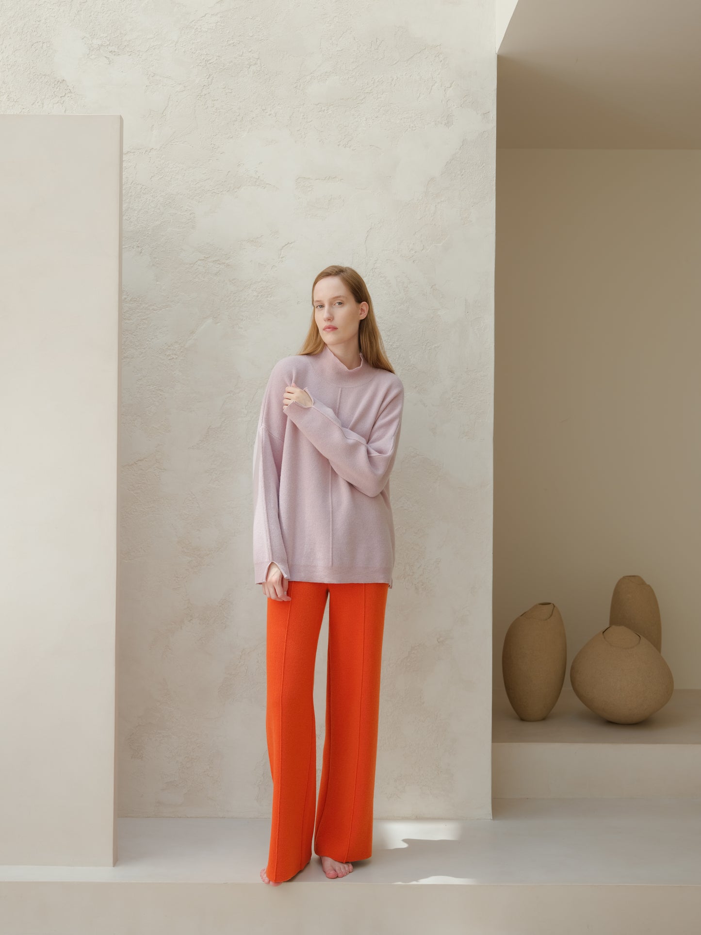 Cashmere Mix Wide Legged Trousers