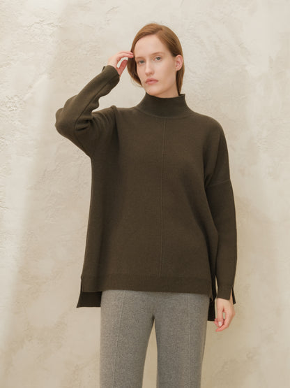 Cashmere Mix Wide Turtleneck Sweater