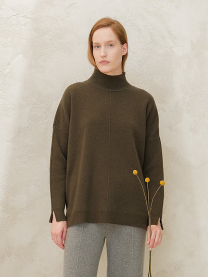 Cashmere Mix Wide Turtleneck Sweater