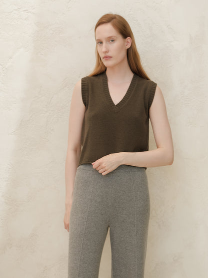 Cashmere Mix Sleeveless V-neck Top