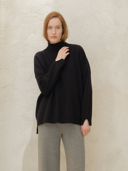 Cashmere Mix Wide Turtleneck Sweater