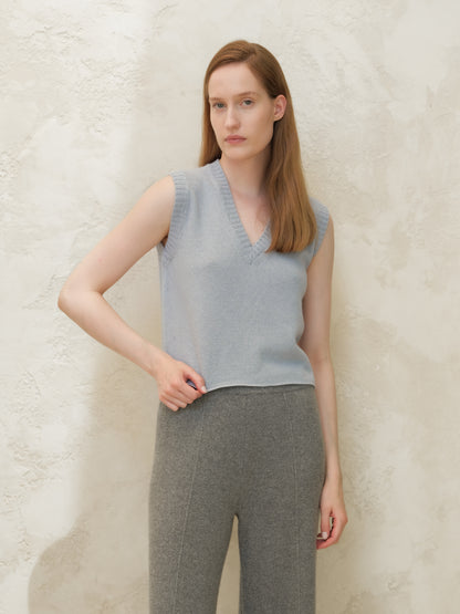 Cashmere Mix Sleeveless V-neck Top