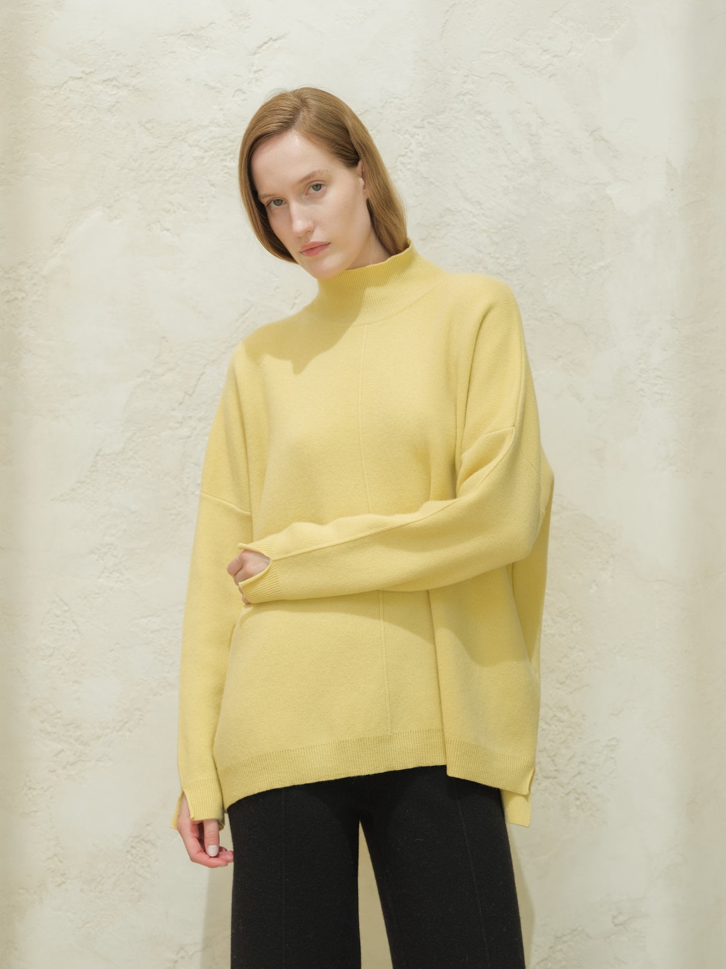 Cashmere Mix Wide Turtleneck Sweater