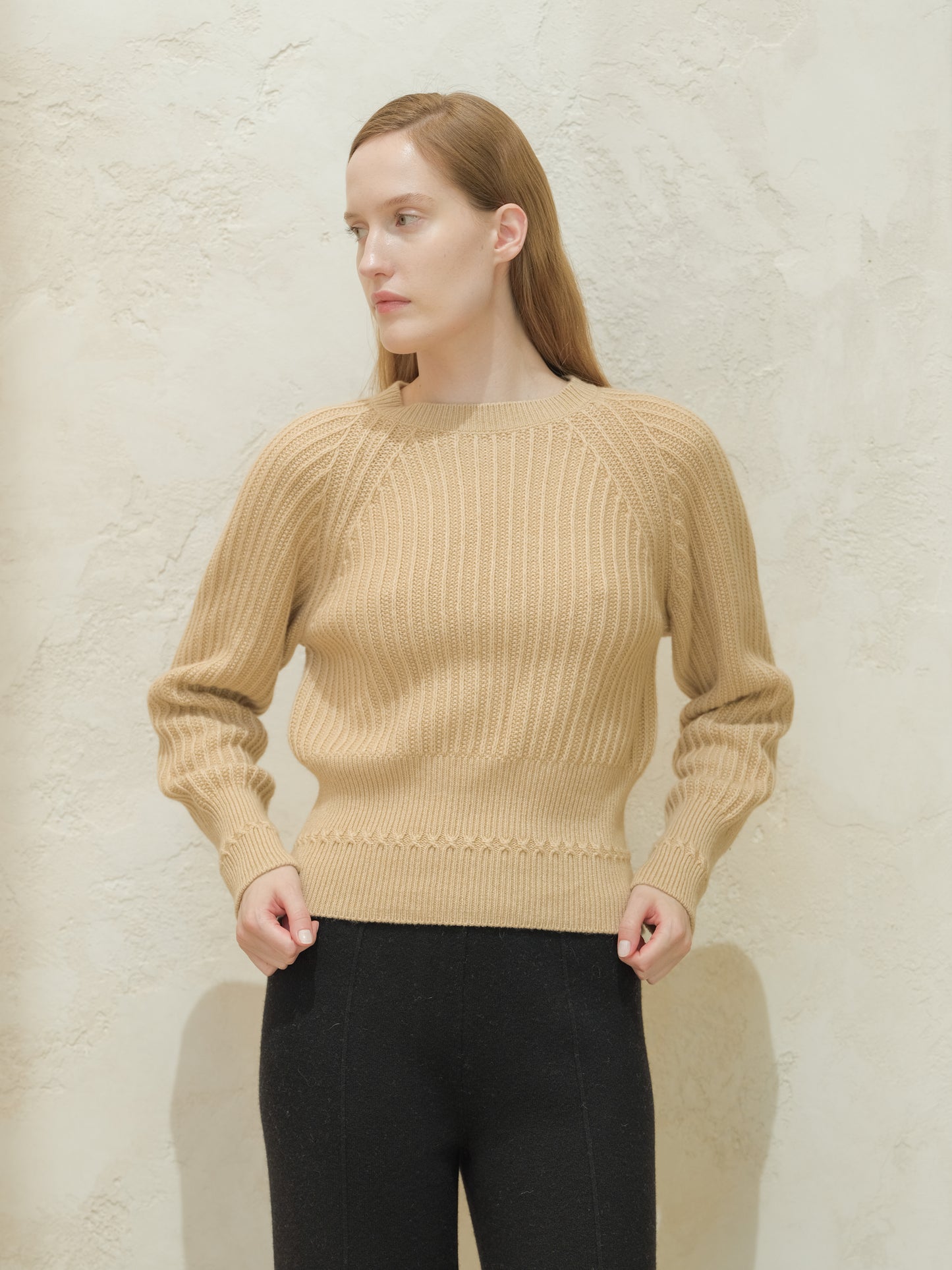 Cashmere Mix Crewneck Raglan Sweater