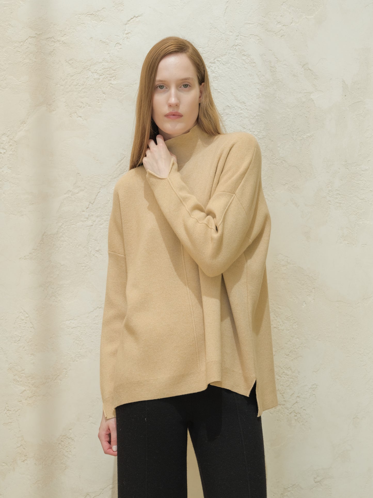 Cashmere Mix Wide Turtleneck Sweater