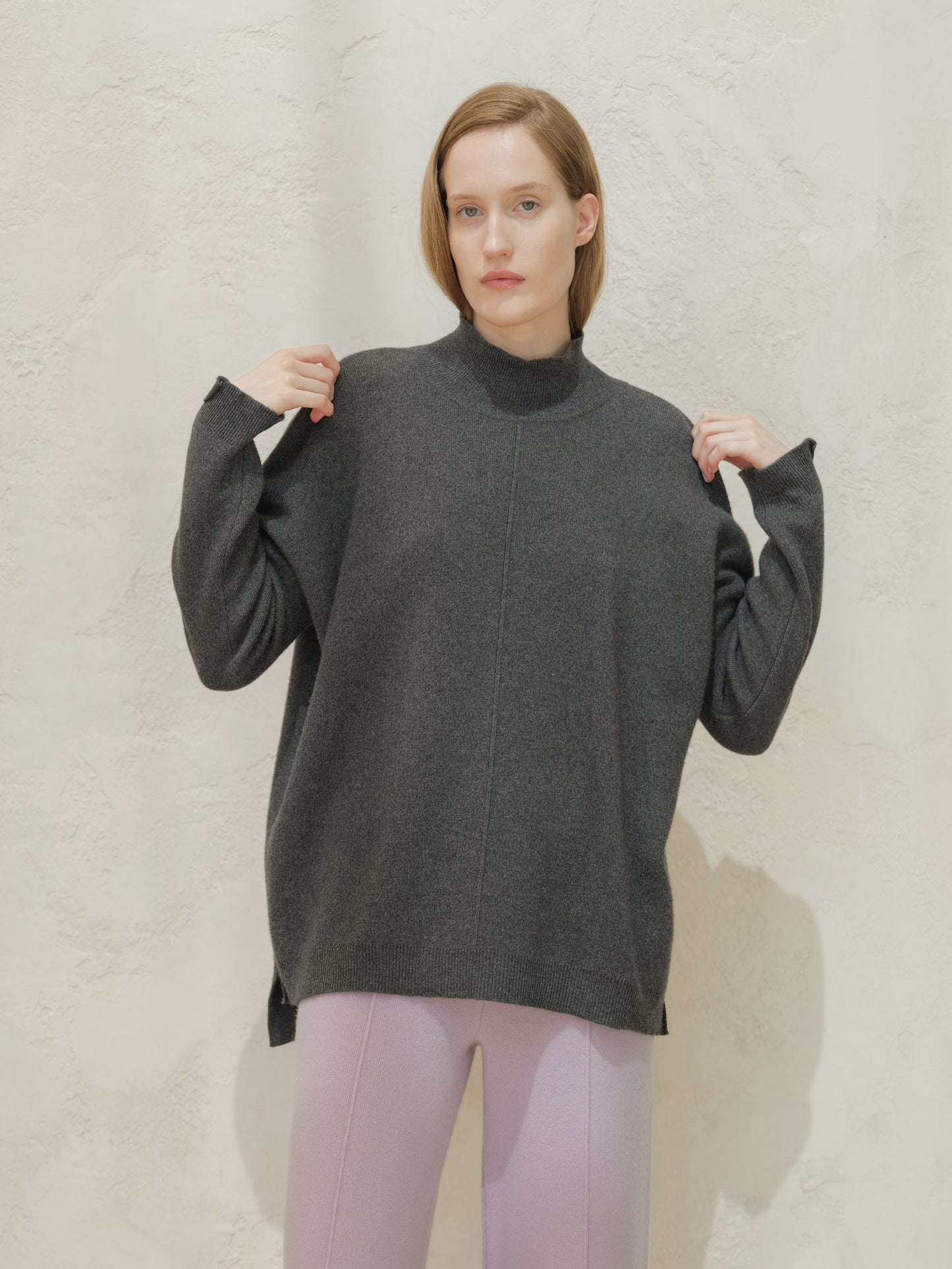 Cashmere Mix Wide Turtleneck Sweater