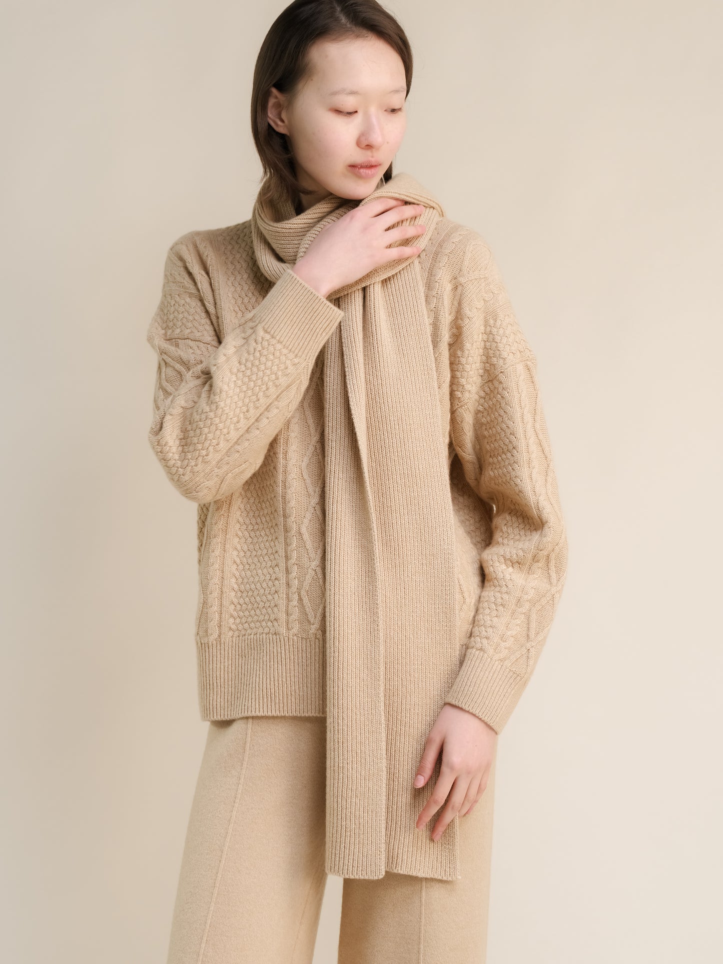 Cashmere Mix Ribbed Scarf