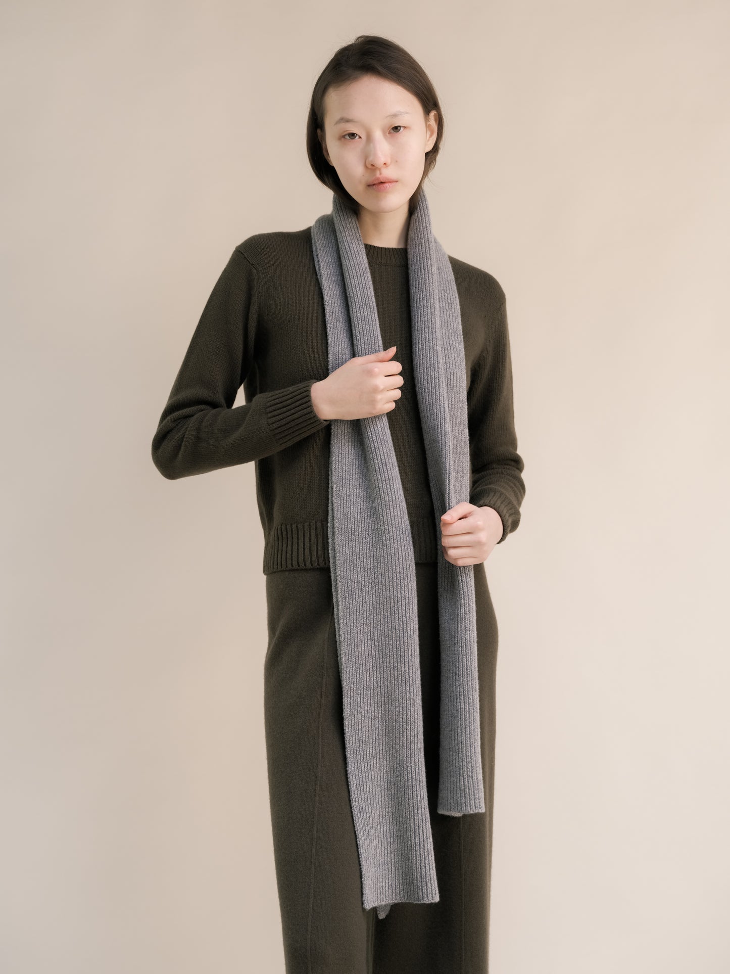 Cashmere Mix Ribbed Scarf