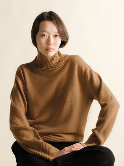 Maxi High Neck Sweater in Pure Cashmere