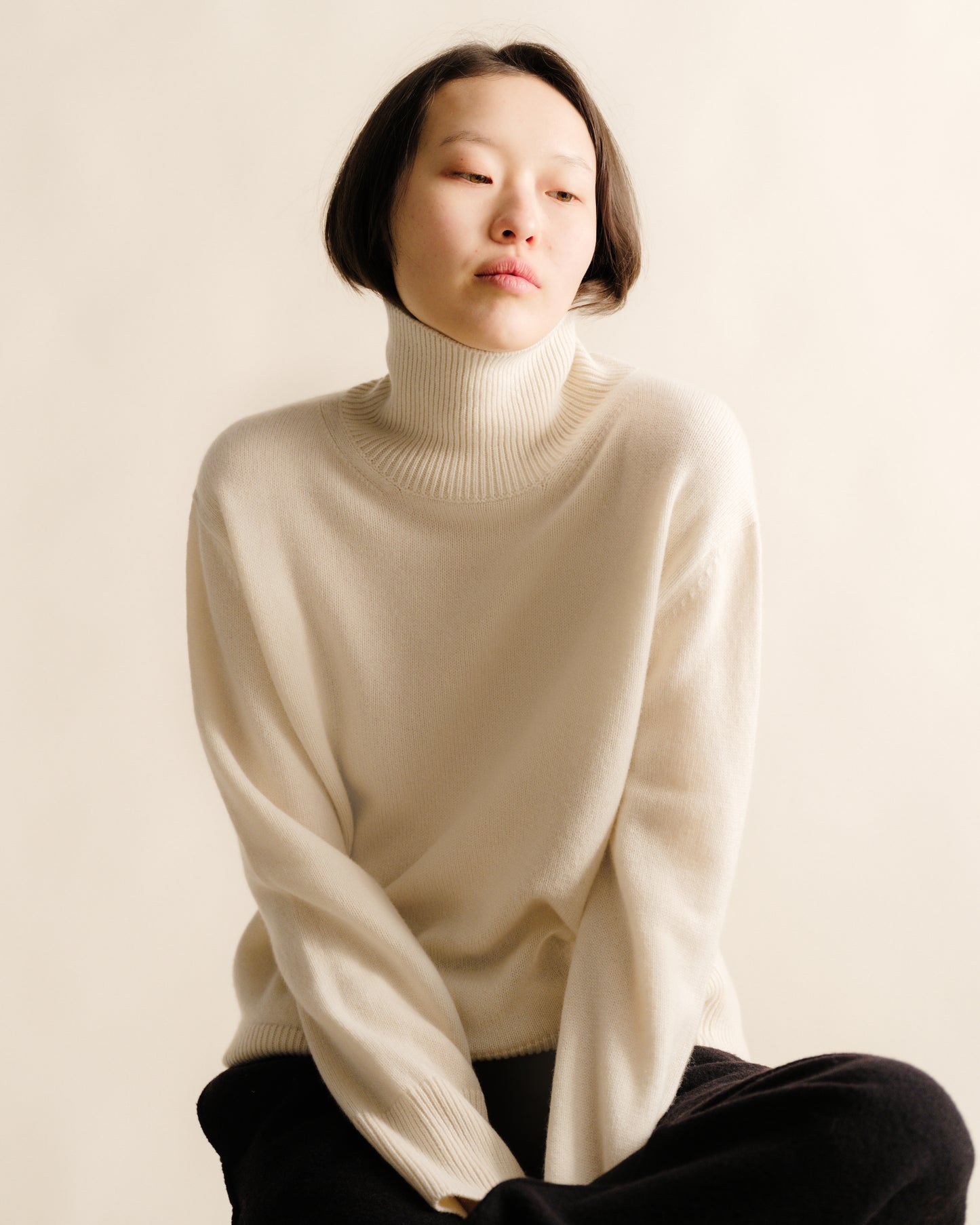 Maxi High Neck Sweater in Pure Cashmere