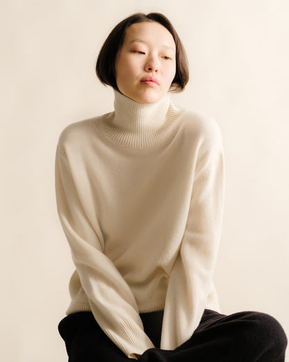 Maxi High Neck Sweater in Pure Cashmere