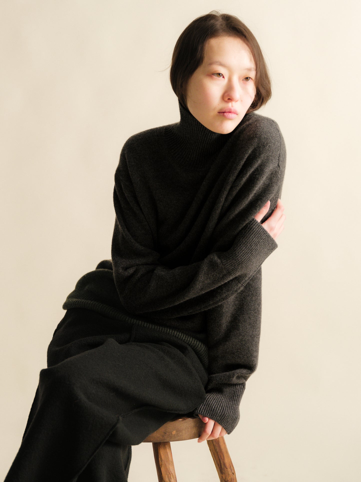 Maxi High Neck Sweater in Pure Cashmere