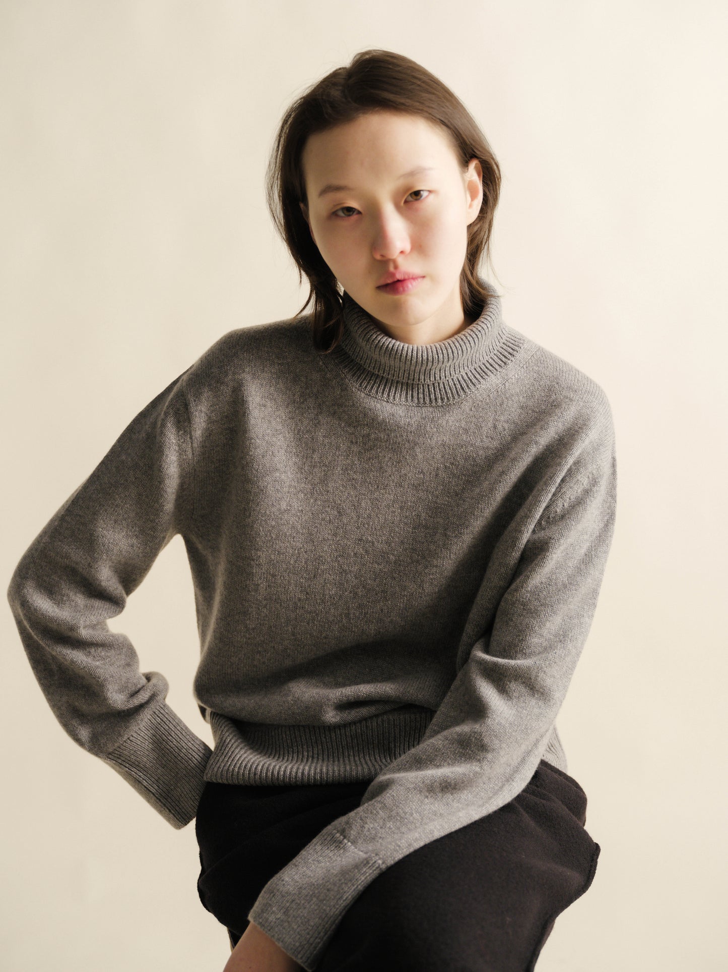 Maxi High Neck Sweater in Pure Cashmere