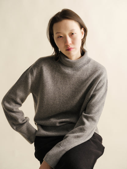 Maxi High Neck Sweater in Pure Cashmere