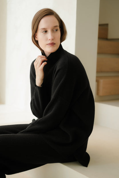 Cashmere Mix Wide Turtleneck Sweater