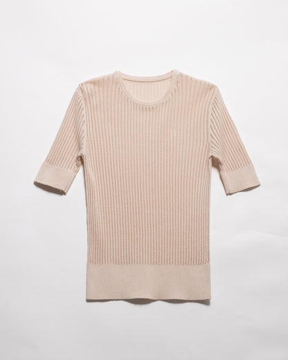 Fine Cotton Tshirt with Micro Pointelle