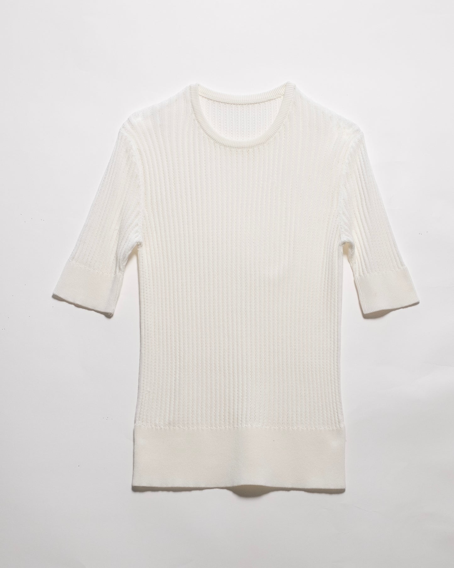 Fine Cotton Tshirt with Micro Pointelle