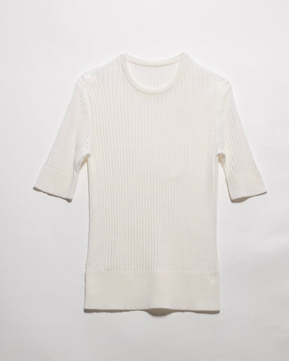 Fine Cotton Tshirt with Micro Pointelle