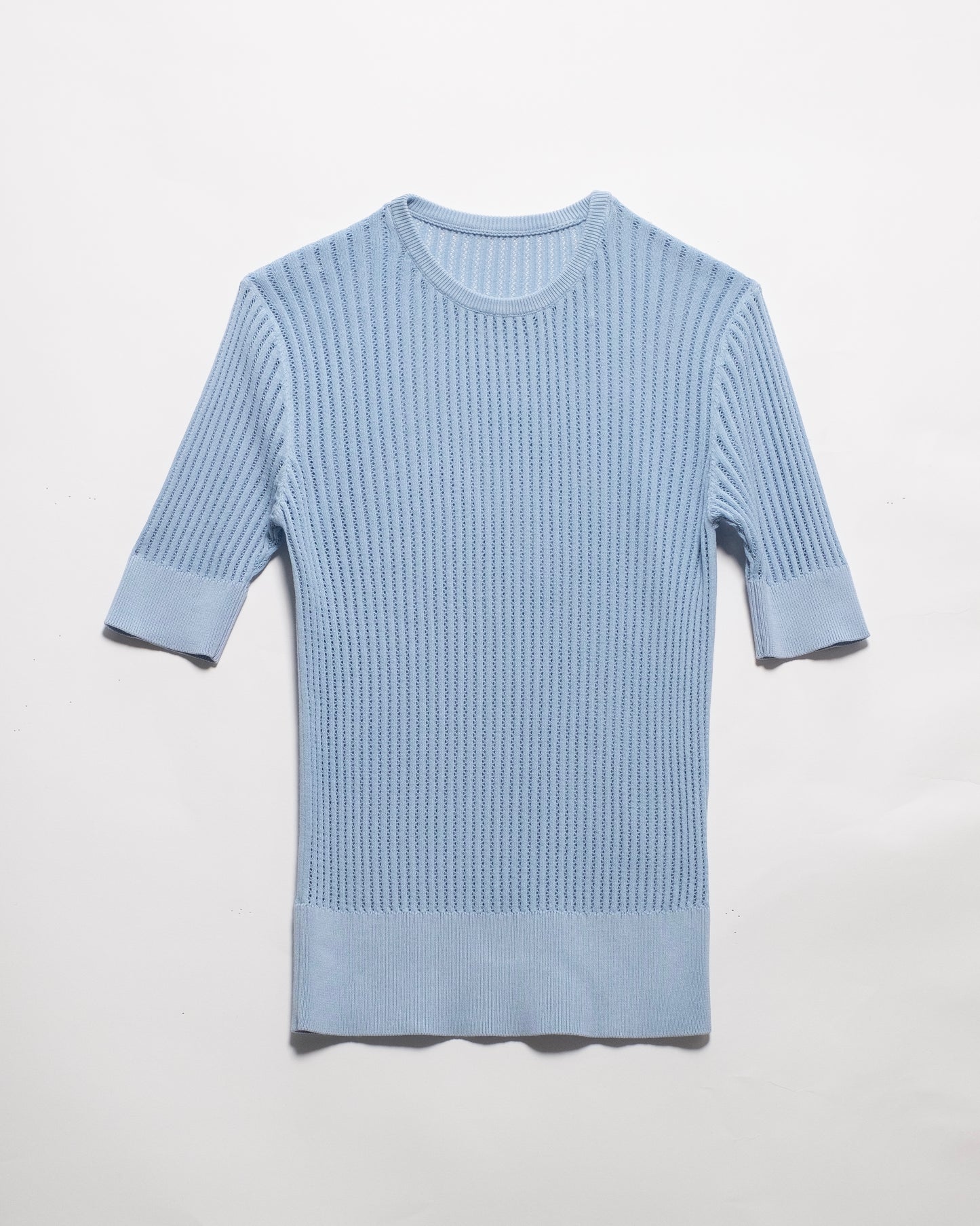 Fine Cotton Tshirt with Micro Pointelle