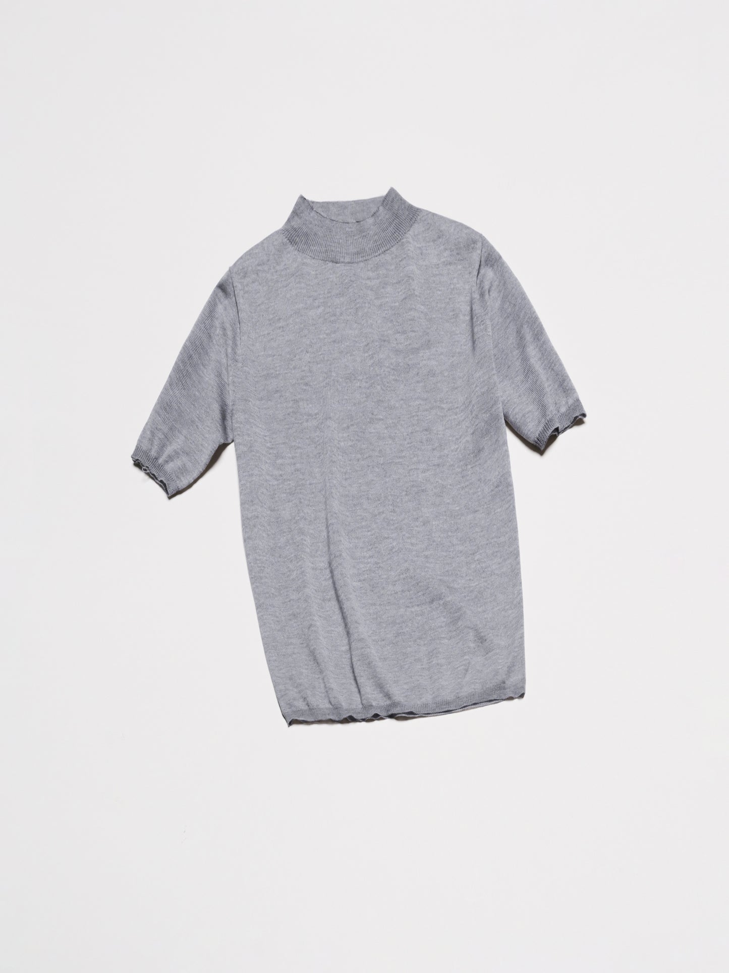 Extra Fine Merino Wool Mock Neck 3/4 Sleeves