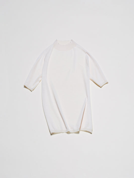 Extra Fine Merino Wool Mock Neck 3/4 Sleeves