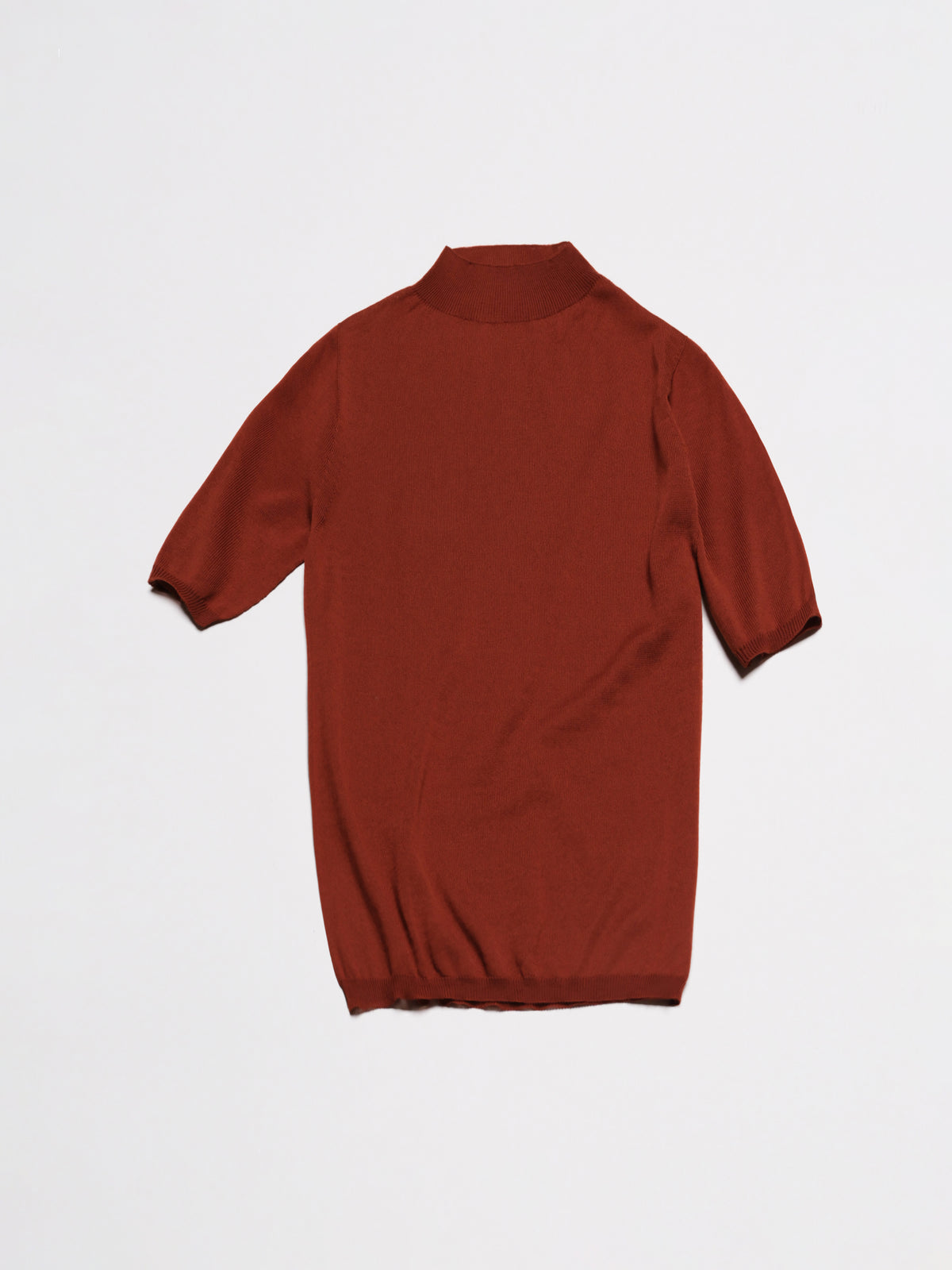 Extra Fine Merino 3/4 Mock Neck in Terracotta – Lèmme, made in Italy