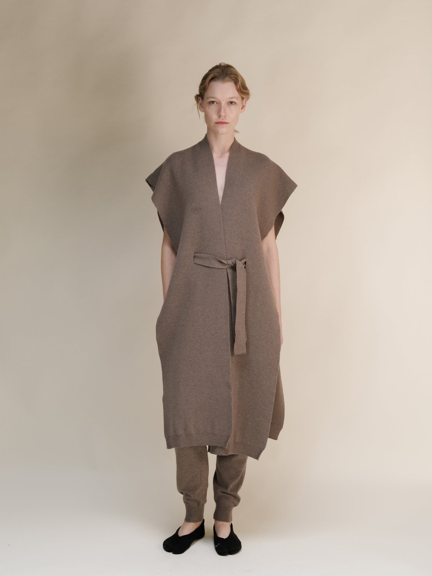 Cashmere Mix Sleeveless Cape Cardigan