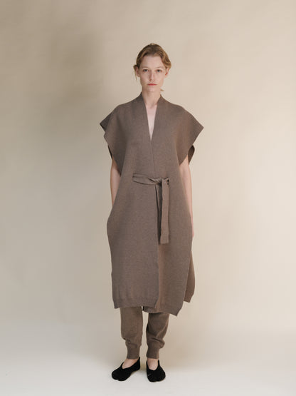 Cashmere Mix Sleeveless Cape Cardigan