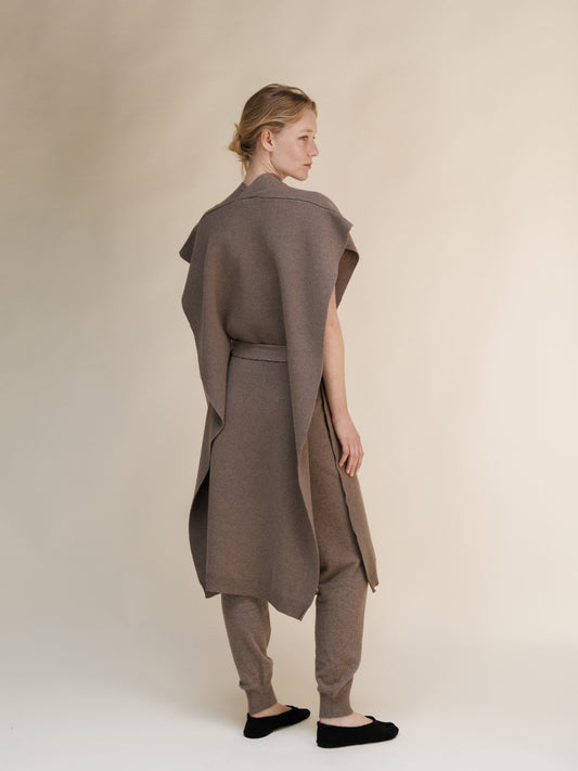 Cashmere Mix Sleeveless Cape Cardigan