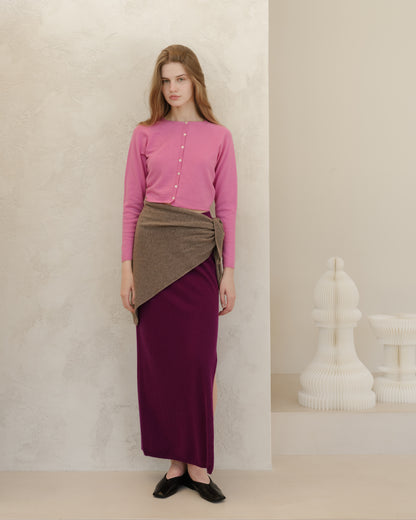 Cashmere Mix High-Waist Long Skirt With Side Slit (3D-Knit)