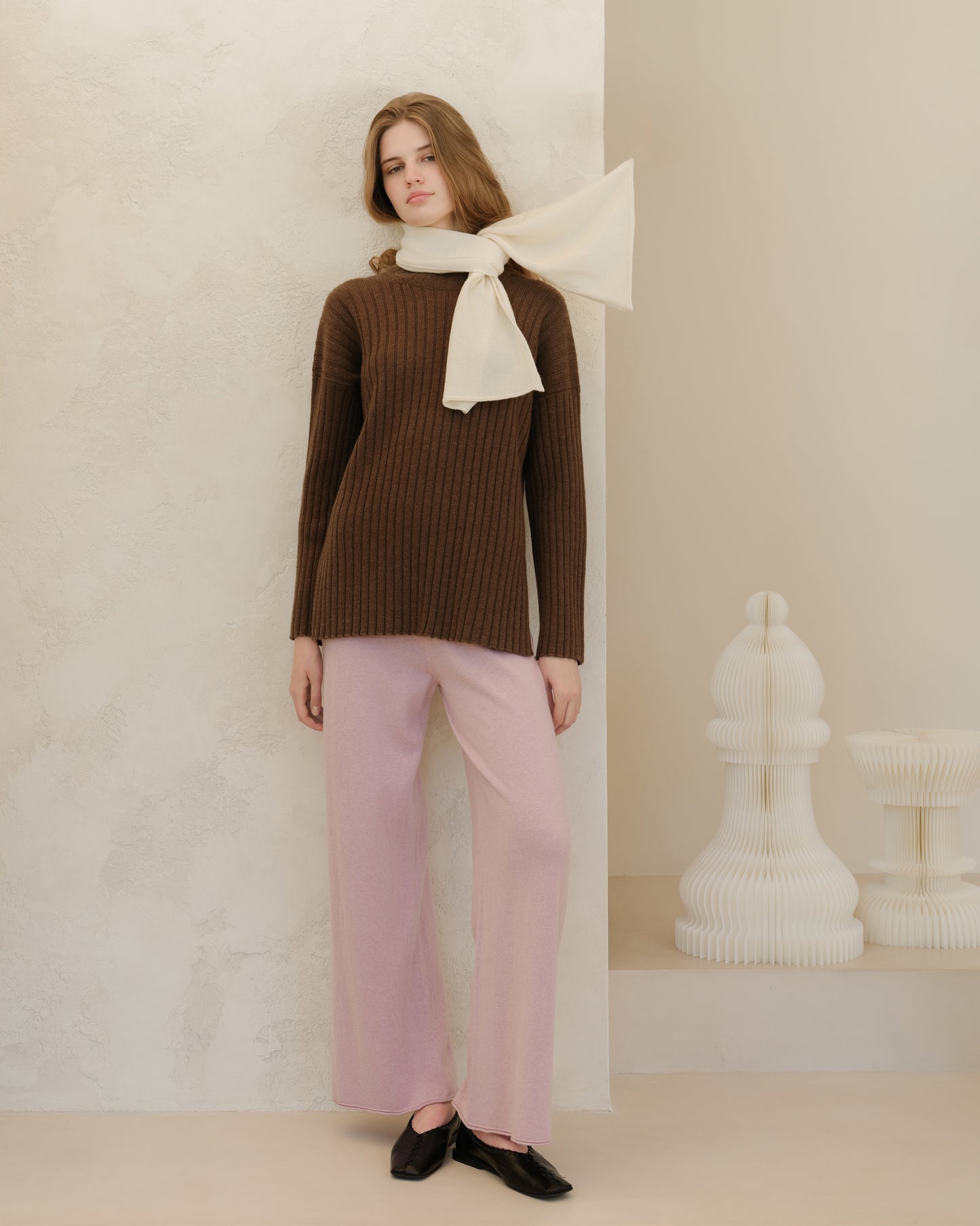 Cashmere Mix Ribbed High Neck with Lateral Slits