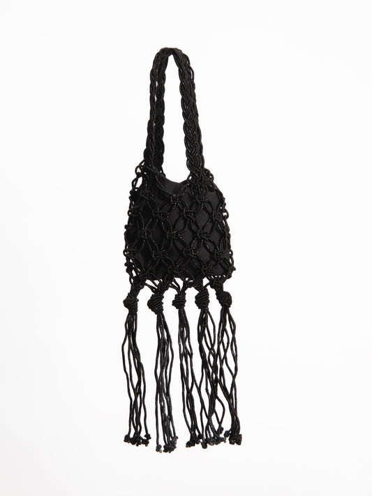 Hand-Knit Mini Fringed Glitter Bag