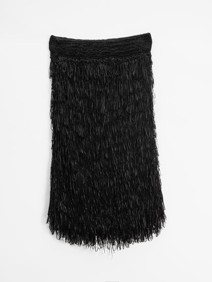 Hand-Knit Washi Fringe  Skirt